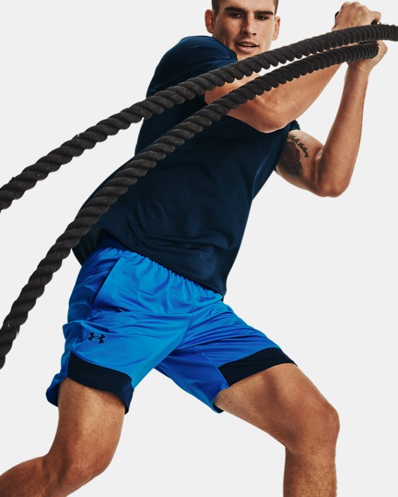 Men's UA Train Stretch Wordmark Shorts, Blue, pdpMainDesktop image number 3